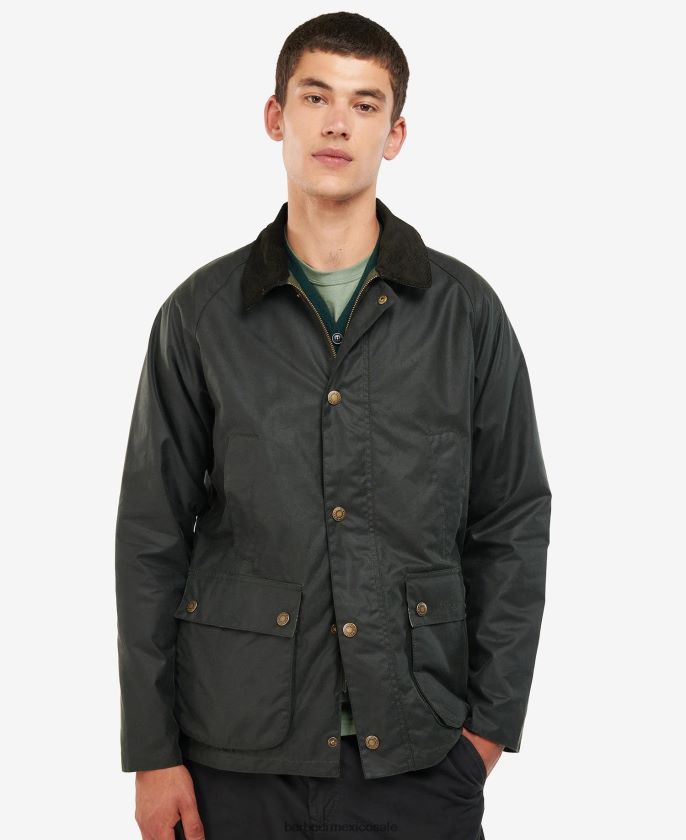 Barbour 8B6RFZ45 ropa azul marino clásico hombres chaqueta encerada ambleton