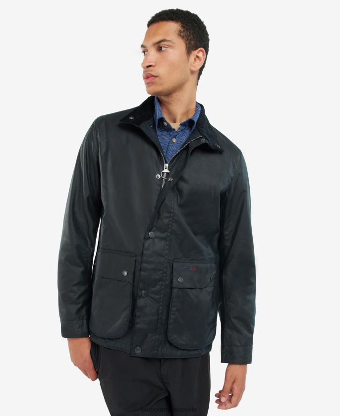 Barbour 8B6RFZ52 ropa azul marino clásico hombres chaqueta encerada riley