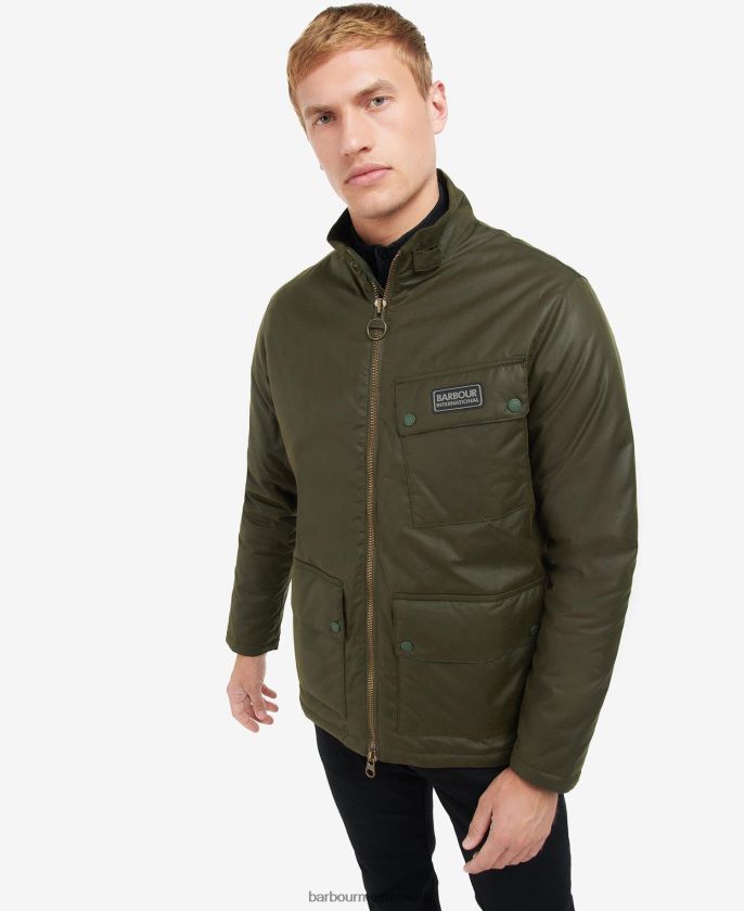 Barbour 8B6RFZ59 ropa archivo de oliva hombres chaqueta encerada de media luna