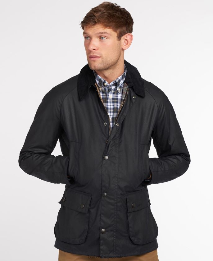 Barbour 8B6RFZ5 ropa negro hombres chaqueta de cera ashby