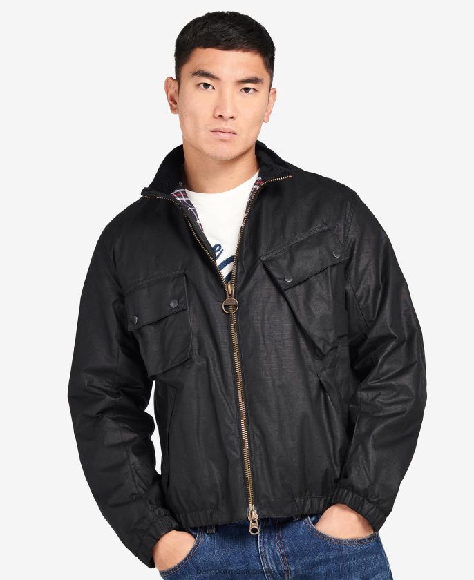 Barbour 8B6RFZ63 ropa negro clásico hombres chaqueta encerada roslin