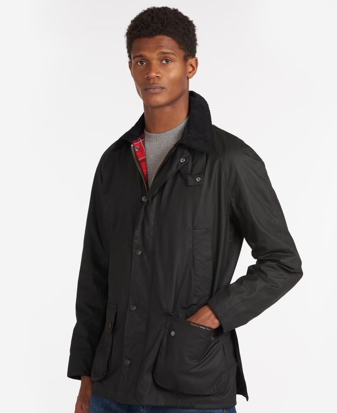 Barbour 8B6RFZ8 ropa negro hombres chaqueta de cera ashby
