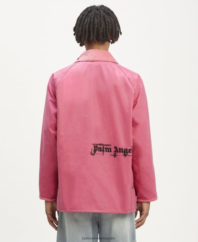 Palm Angels x Barbour 8B6RFZ72 ropa Rosa caliente hombres chaqueta de cera malik bedale