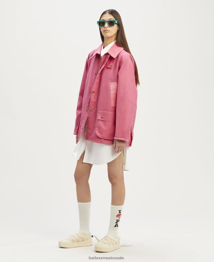 Palm Angels x Barbour 8B6RFZ72 ropa Rosa caliente hombres chaqueta de cera malik bedale