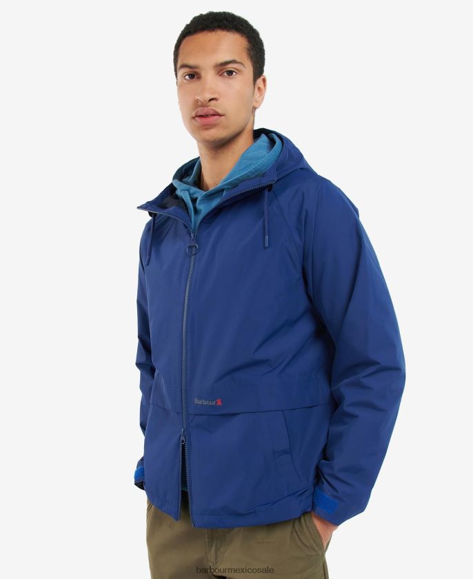 Barbour 8B6RFZ180 ropa azul tinta hombres chaqueta impermeable con bolsillos