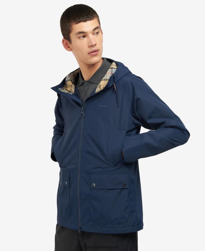 Barbour 8B6RFZ188 ropa azul marino/vestido hombres chamarra impermeable con capucha