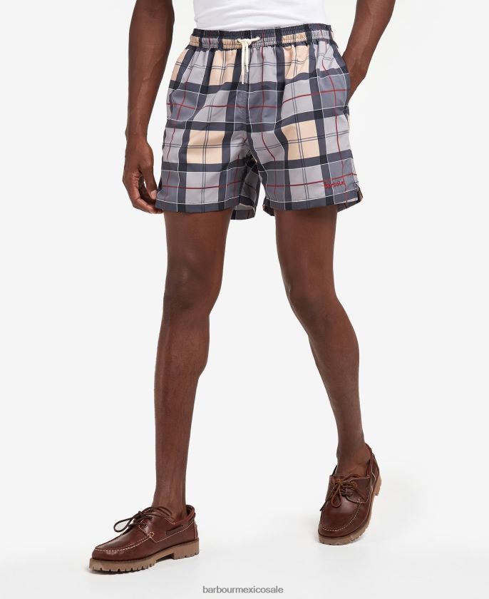 Barbour 8B6RFZ1157 ropa tartán aguamarina hombres shorts de playa a cuadros