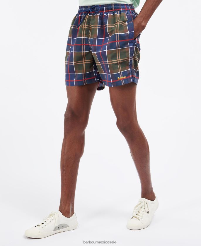 Barbour 8B6RFZ1169 ropa tartán azul marino de verano hombres shorts de playa a cuadros