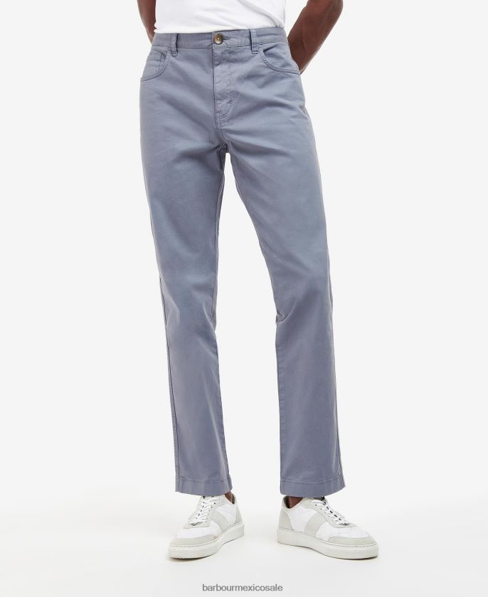 Barbour 8B6RFZ1204 ropa azul lavado hombres pantalones de sarga sobreteñidos