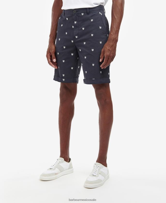 Barbour 8B6RFZ1230 ropa azul marino clásico hombres pantalones cortos bordados