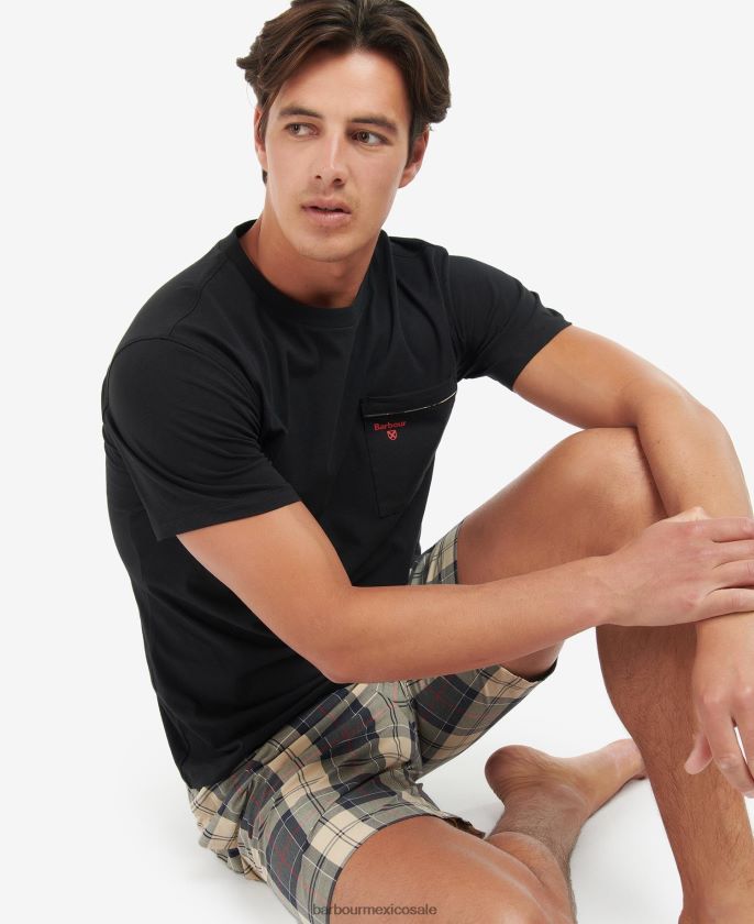 Barbour 8B6RFZ1240 ropa tartán azul marino de verano hombres conjunto pijama bailes