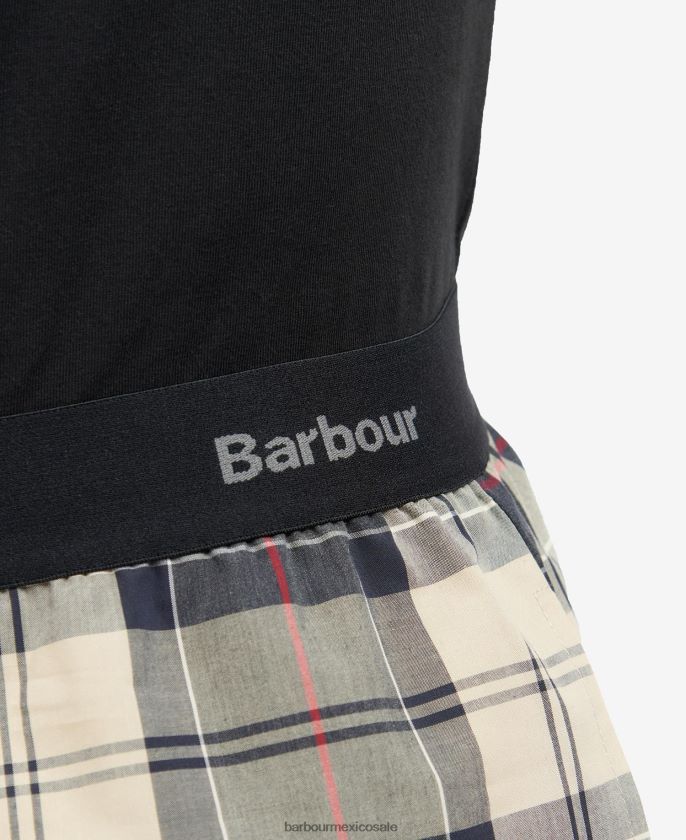 Barbour 8B6RFZ1240 ropa tartán azul marino de verano hombres conjunto pijama bailes