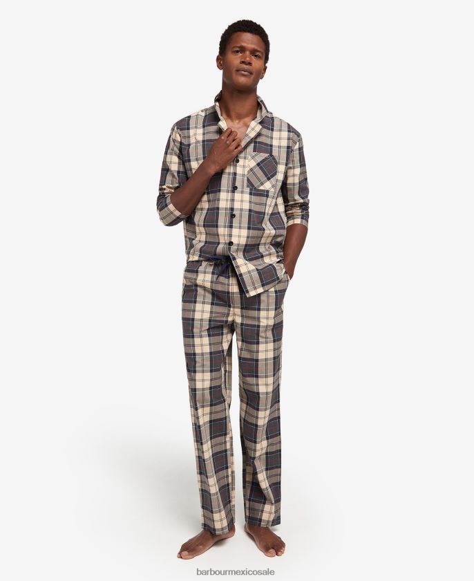 Barbour 8B6RFZ1242 ropa tartán azul marino de verano hombres pijama carlisle