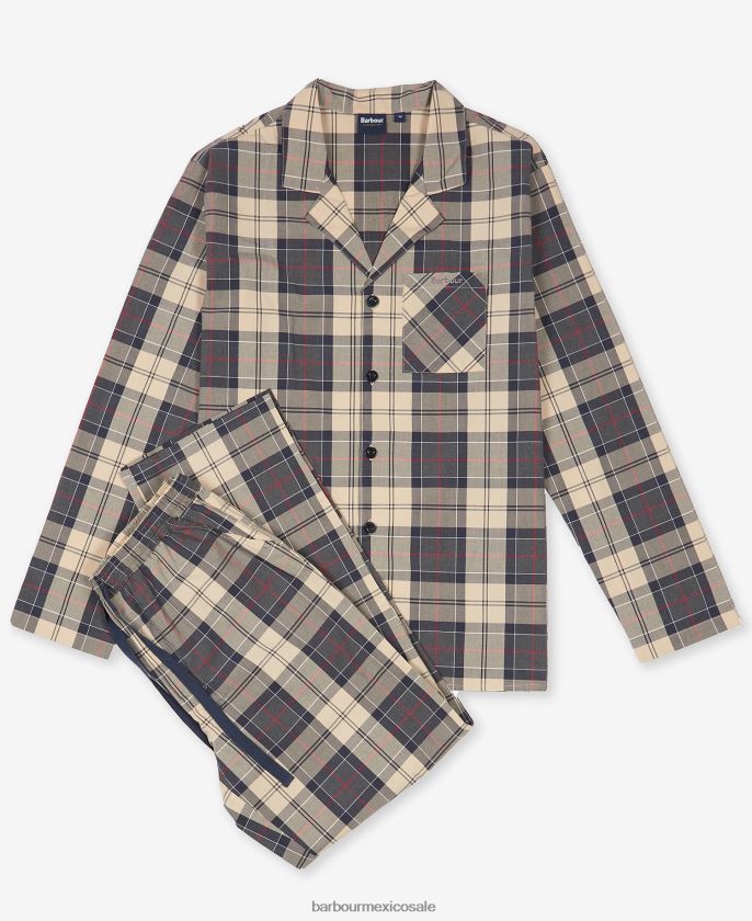 Barbour 8B6RFZ1242 ropa tartán azul marino de verano hombres pijama carlisle