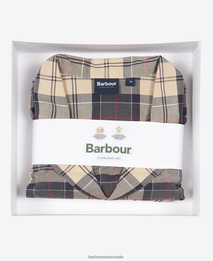 Barbour 8B6RFZ1242 ropa tartán azul marino de verano hombres pijama carlisle