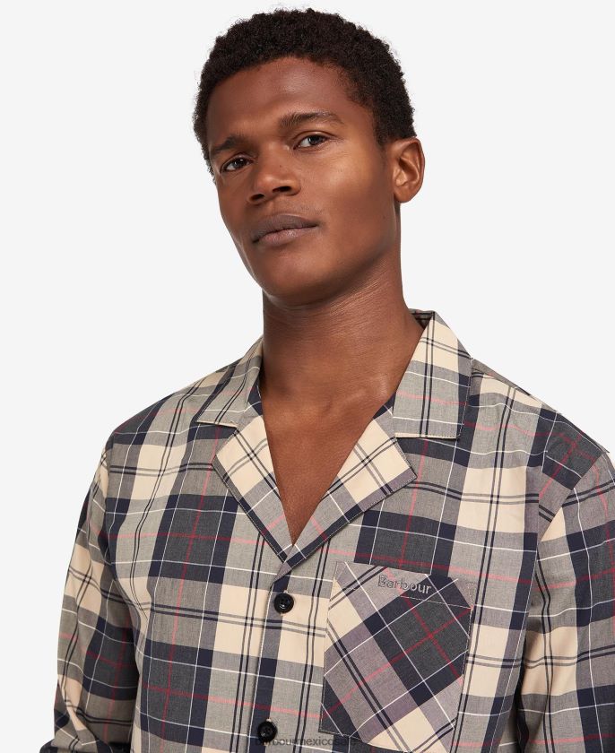 Barbour 8B6RFZ1242 ropa tartán azul marino de verano hombres pijama carlisle