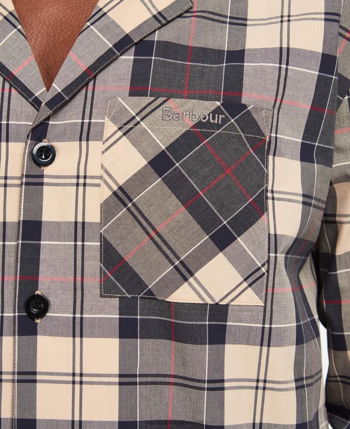 Barbour 8B6RFZ1242 ropa tartán azul marino de verano hombres pijama carlisle
