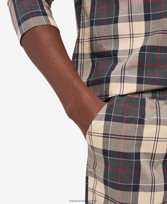 Barbour 8B6RFZ1242 ropa tartán azul marino de verano hombres pijama carlisle