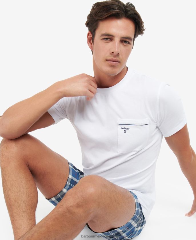 Barbour 8B6RFZ1243 ropa tartán azul marino de verano hombres conjunto pijama bailes