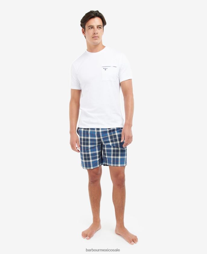 Barbour 8B6RFZ1243 ropa tartán azul marino de verano hombres conjunto pijama bailes