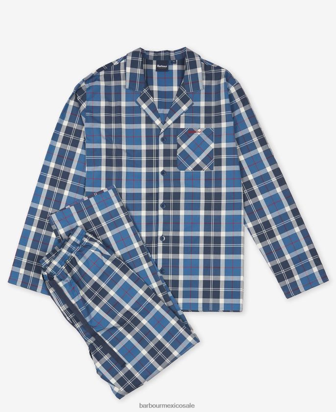 Barbour 8B6RFZ1244 ropa tartán azul marino de verano hombres pijama carlisle