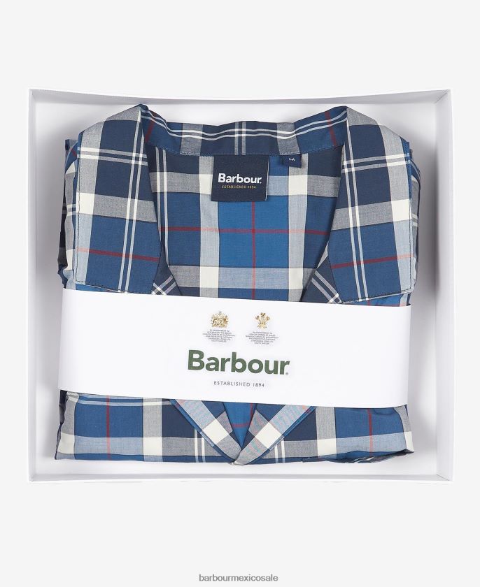 Barbour 8B6RFZ1244 ropa tartán azul marino de verano hombres pijama carlisle