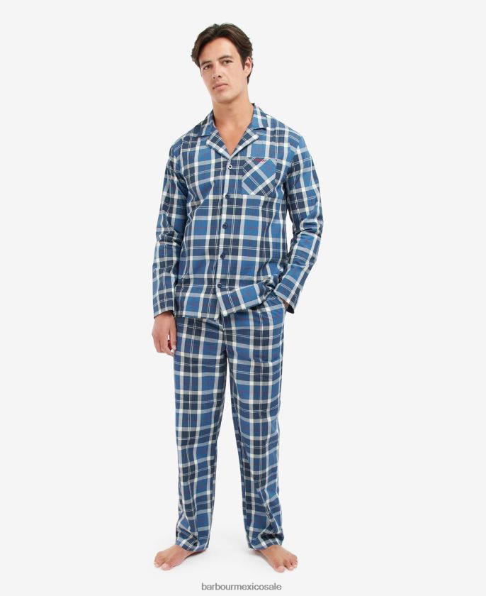 Barbour 8B6RFZ1244 ropa tartán azul marino de verano hombres pijama carlisle