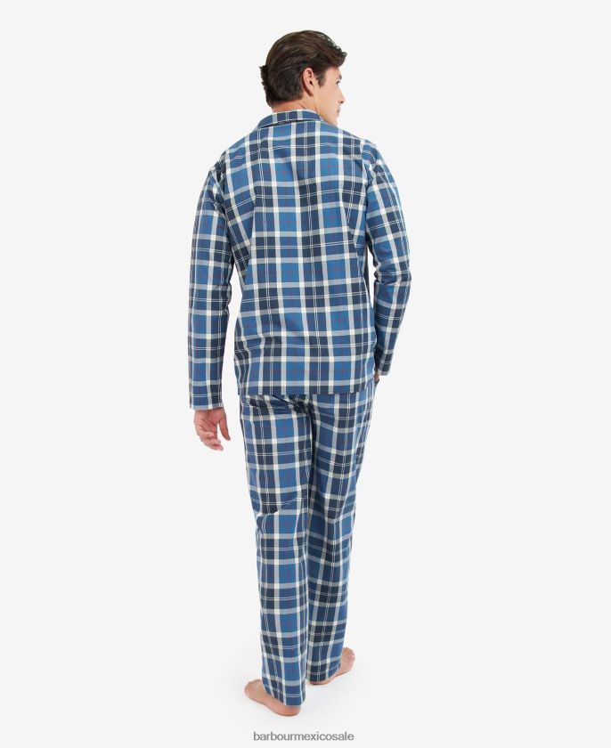 Barbour 8B6RFZ1244 ropa tartán azul marino de verano hombres pijama carlisle