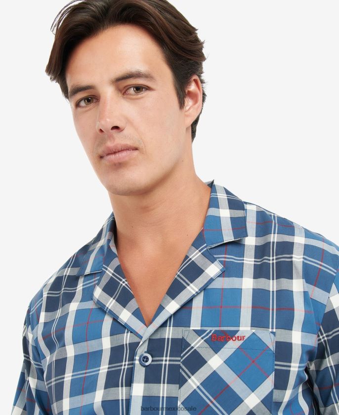 Barbour 8B6RFZ1244 ropa tartán azul marino de verano hombres pijama carlisle