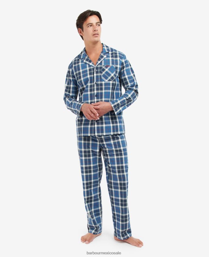 Barbour 8B6RFZ1244 ropa tartán azul marino de verano hombres pijama carlisle