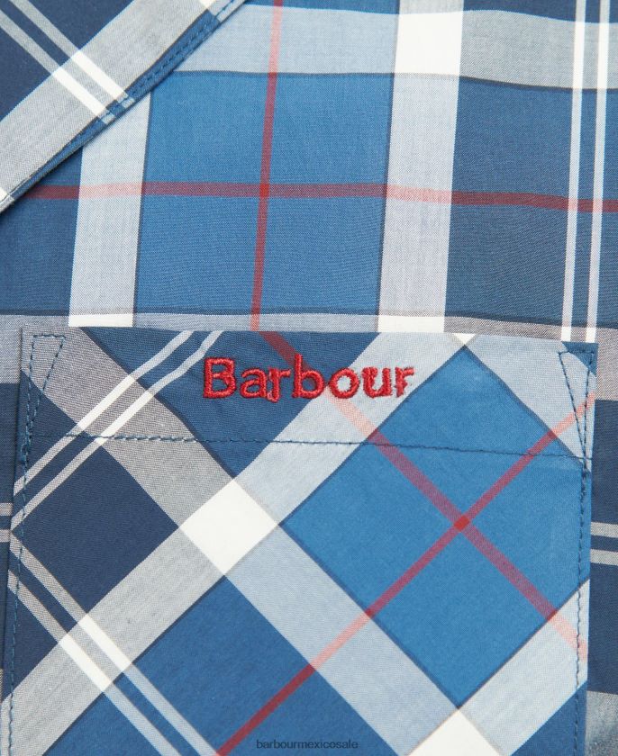 Barbour 8B6RFZ1244 ropa tartán azul marino de verano hombres pijama carlisle