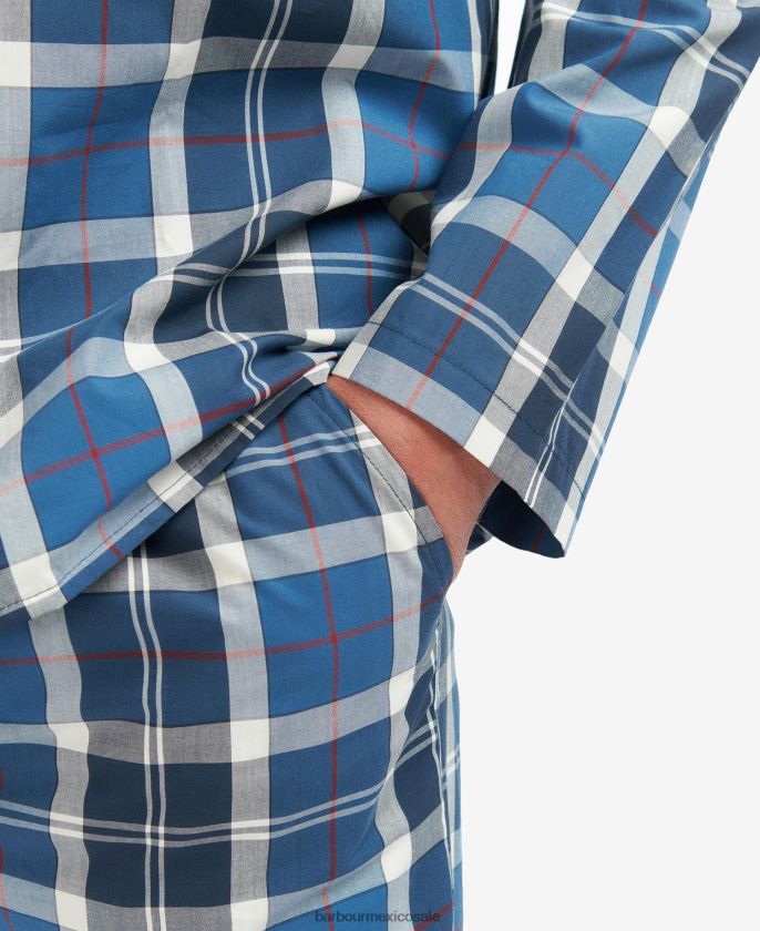 Barbour 8B6RFZ1244 ropa tartán azul marino de verano hombres pijama carlisle
