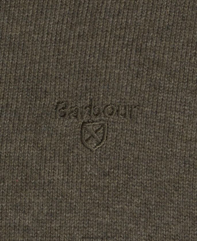 Barbour 8B6RFZ1073 ropa oliva marga hombres jersey de algodón con media cremallera
