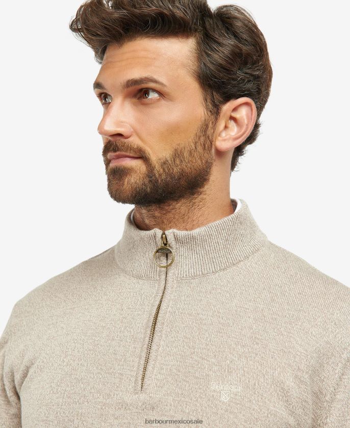 Barbour 8B6RFZ1077 ropa oliva marga hombres jersey de punto con media cremallera