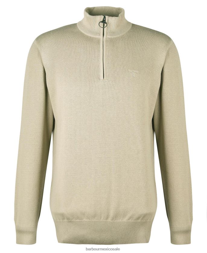 Barbour 8B6RFZ1078 ropa gris marga hombres jersey de algodón con media cremallera