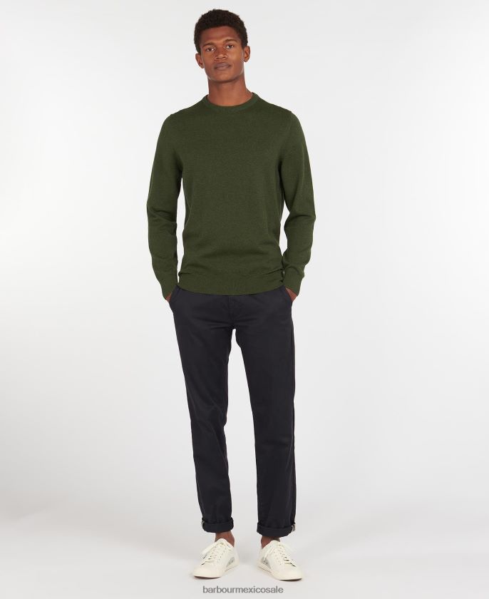 Barbour 8B6RFZ1080 ropa gris hombres jersey de algodón pima con cuello redondo