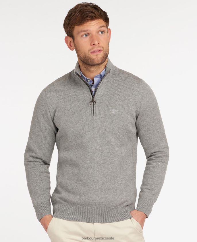 Barbour 8B6RFZ1085 ropa Armada hombres jersey de algodón con media cremallera