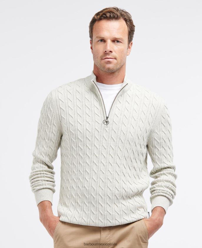 Barbour 8B6RFZ1090 ropa musgo ligero hombres media cremallera de punto de ochos