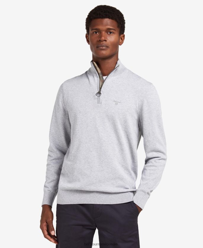 Barbour 8B6RFZ1092 ropa azul lavado hombres sudadera taines de punto con media cremallera