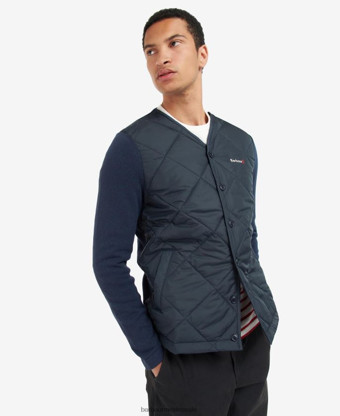 Barbour 8B6RFZ1095 ropa azul marino clásico hombres cárdigan capitonado