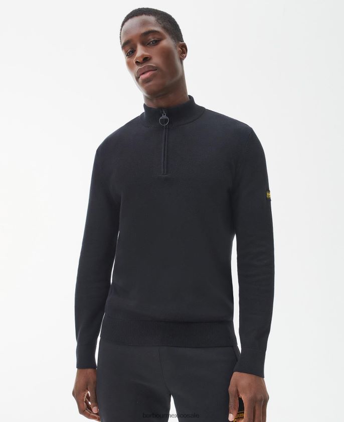 Barbour 8B6RFZ1105 ropa marga antracita hombres jersey de algodón con media cremallera