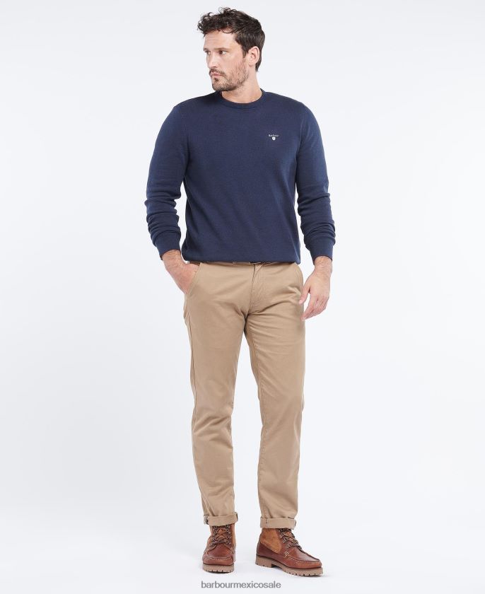 Barbour 8B6RFZ1112 ropa Armada hombres suéter orgánico con cuello redondo