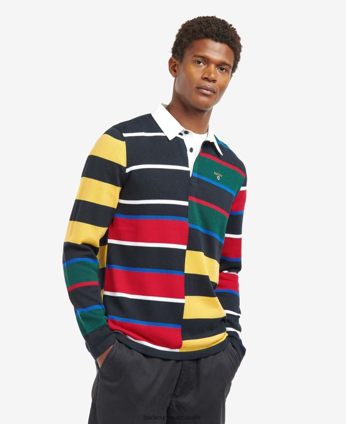 Barbour 8B6RFZ1116 ropa azul marino clásico hombres camiseta de rugby de punto radcliffe