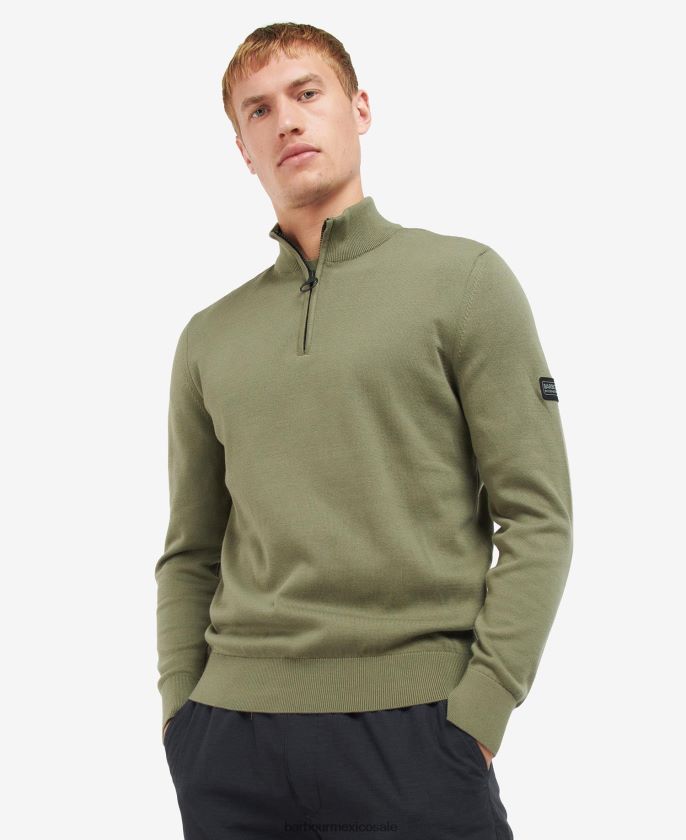 Barbour 8B6RFZ1118 ropa marga antracita hombres jersey de algodón con media cremallera