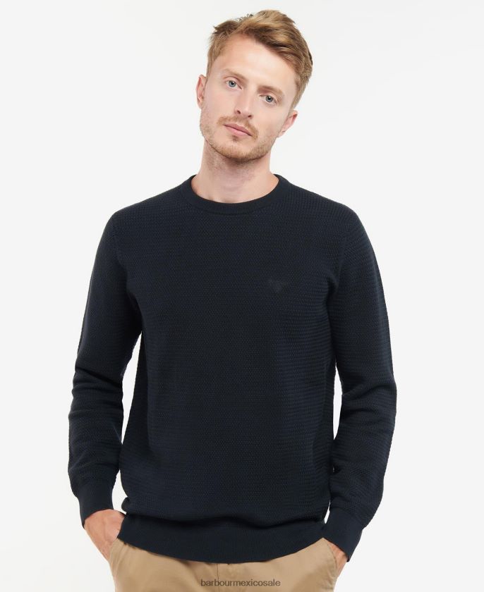 Barbour 8B6RFZ1127 ropa azul lavado hombres suéter Fleming tejido con cuello redondo