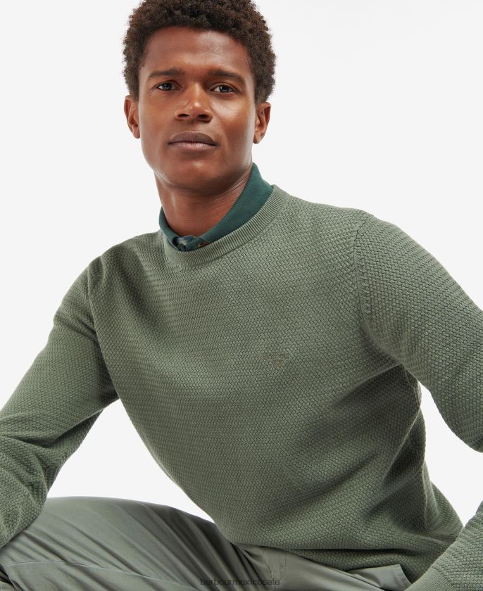 Barbour 8B6RFZ1128 ropa azul lavado hombres suéter Fleming tejido con cuello redondo