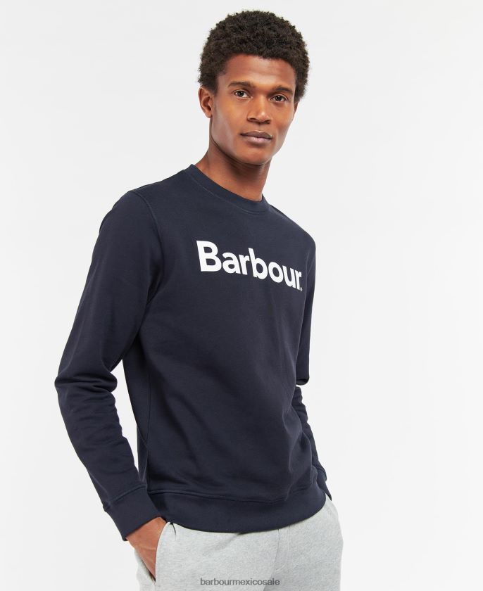 Barbour 8B6RFZ1028 ropa Armada hombres sudadera con cuello redondo y logo