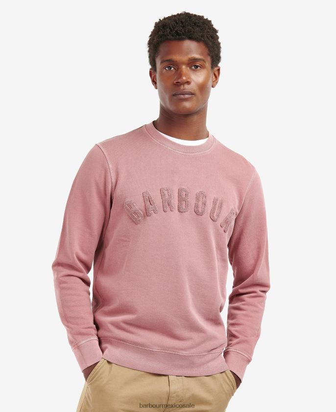 Barbour 8B6RFZ1030 ropa azul pálido hombres suéter con logo grande y cuello redondo