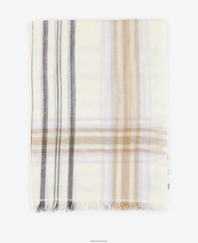 Barbour 8B6RFZ2444 accesorios susurro blanco mujer bufanda de tartán erin