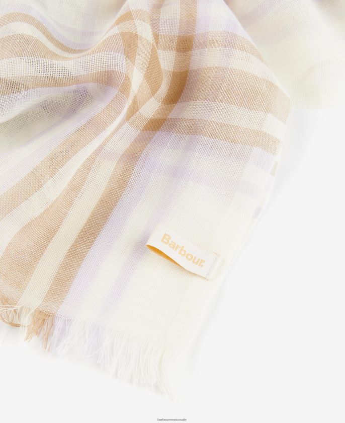 Barbour 8B6RFZ2444 accesorios susurro blanco mujer bufanda de tartán erin